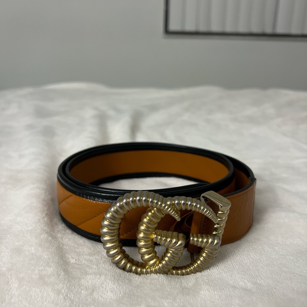 Gucci Gold and Tan Belt
